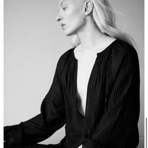 ALASDAIR Black Dress With Deep V-Neck